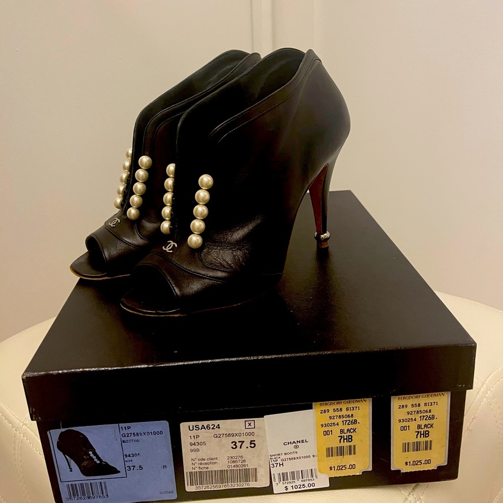 Chanel Pearl Booties